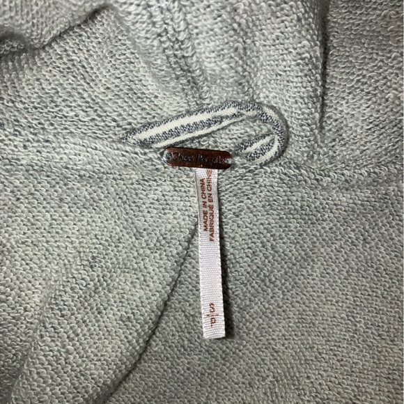 FREE PEOPLE layered hoodie distressed denim jean jacket sz S FP grunge retro Y2K - Picture 7 of 10